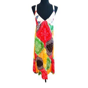 Blue Plate Womens S Colorful Bandana Patchwork Maxi Tank Dress Cottage Boho S